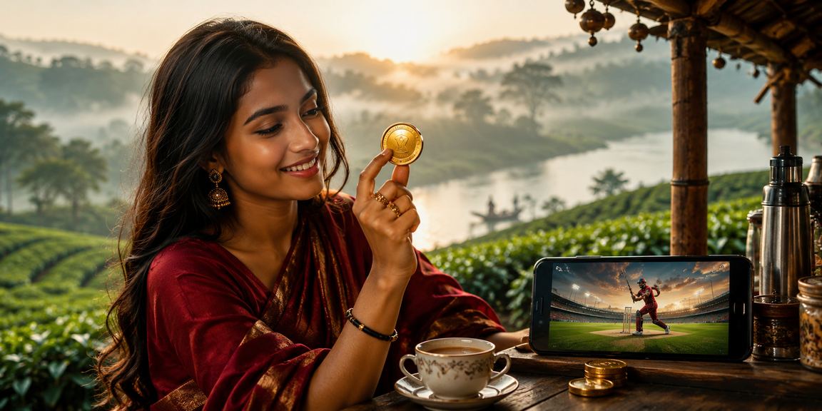 ময়মনসিংহের চা-বাগানের পটভূমিতে একজন ব্যবহারকারী gt25 - এ ক্রিকেট বেটিং উপভোগ করছেন